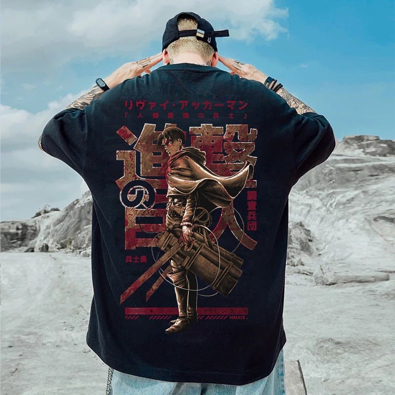 MAOKEI - Captain Levi 3D Badass Pose T-Shirt - 1005004463531790-BK-xlpdd2018-XXS