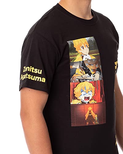 MAOKEI - Demon Slayer Zenitsu Agatsuma Panels Kanji T-Shirt - B09Y9J8SR7