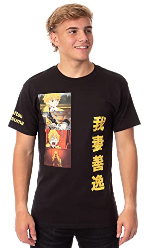 MAOKEI - Demon Slayer Zenitsu Agatsuma Panels Kanji T-Shirt - B09Y9J8SR7