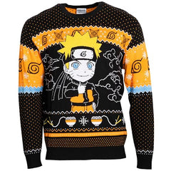 MAOKEI - Naruto Chibi Ramen Holiday Snowflakes Christmas Sweater - B0CKKHN266