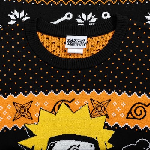MAOKEI - Naruto Chibi Ramen Holiday Snowflakes Christmas Sweater - B0CKKHN266