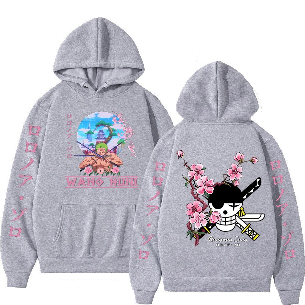 MAOKEI - One Piece Roronoa Zoro Wano Sakura Hoodie - 1005004141775700-gary-S