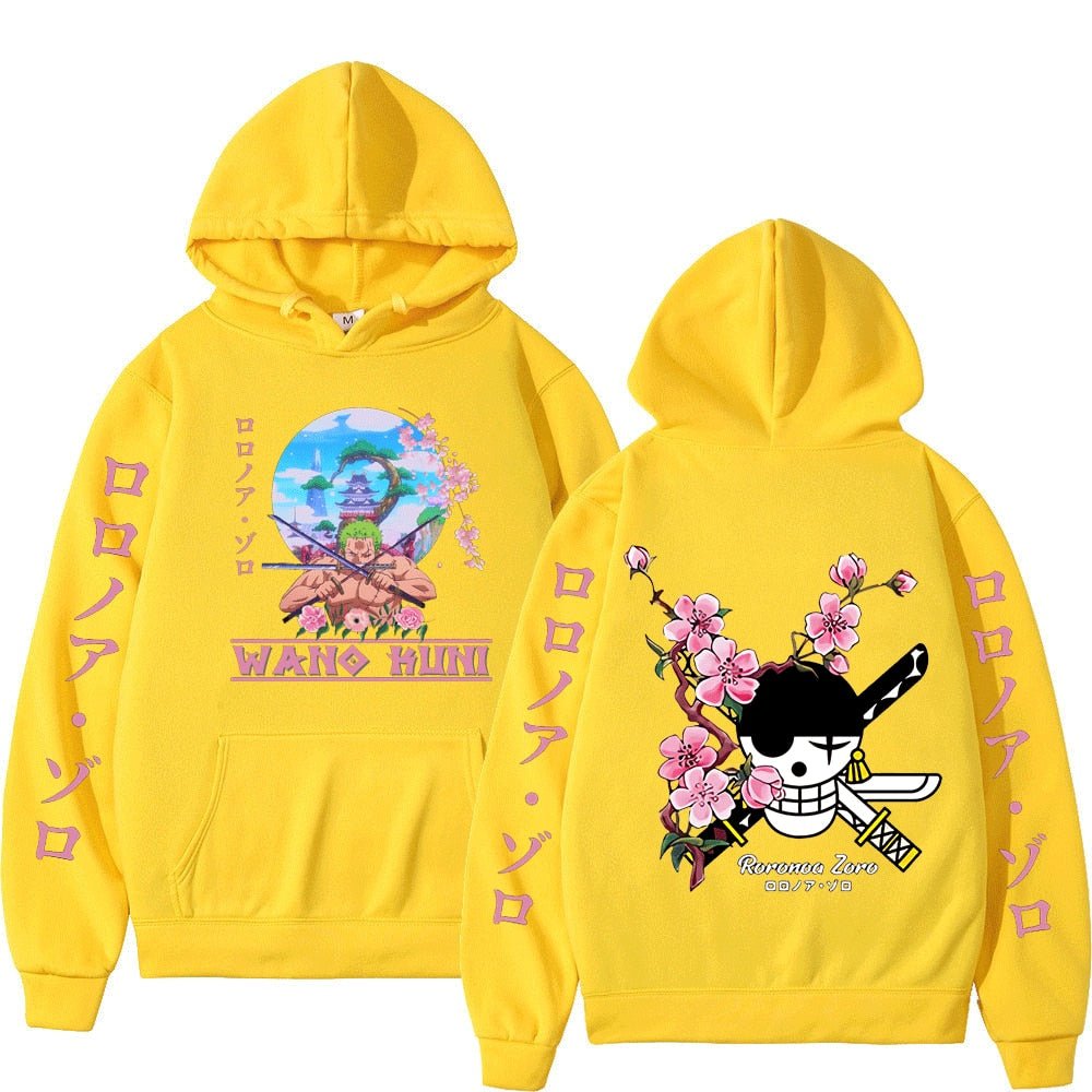 MAOKEI - One Piece Roronoa Zoro Wano Sakura Hoodie - 1005004141775700-Yellow-S