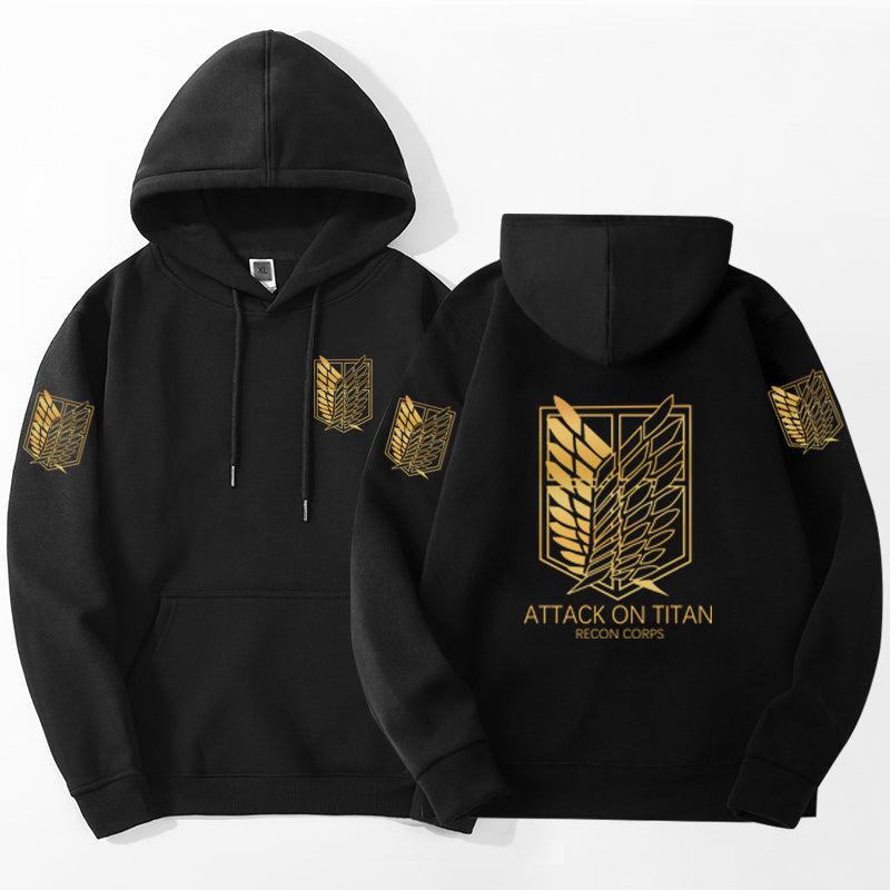 MAOKEI - 2022 Hot Attack On Titan Gold Hoodie - 1005004230082184-Black-S