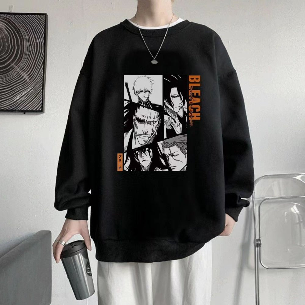 MAOKEI - Bleach Simple Big Characters Sweatshirts - 1005004879258695-Black(Thick)-S