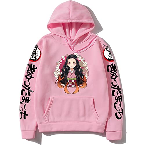 MAOKEI - Demon Slayer Nezuko Kamado Pink Pose Hoodie - B0BX9V7NB1