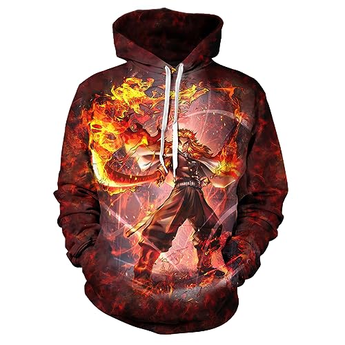 MAOKEI - Demon Slayer Rengoku Third Kata Hoodie - B0CH7YRF7D