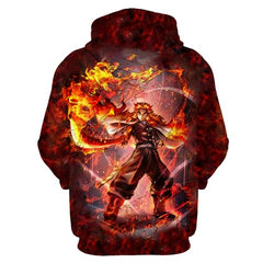 MAOKEI - Demon Slayer Rengoku Third Kata Hoodie - B0CH7YRF7D