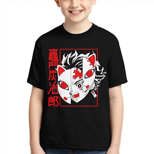 MAOKEI - Demon Slayer Tanjiro Mask Fighting T-Shirt - B0CKX28V9D