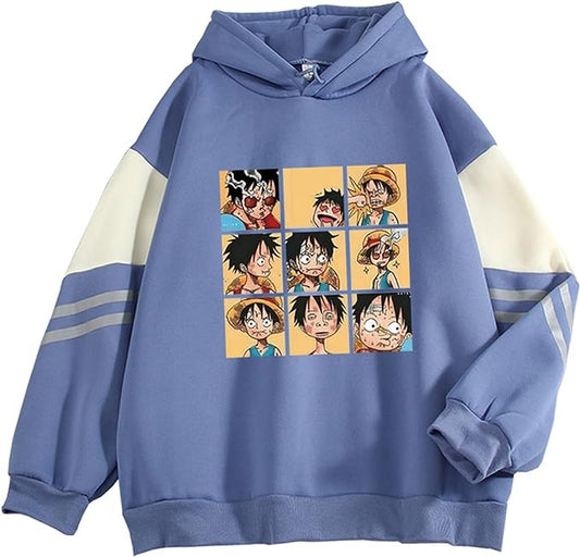 MAOKEI - One Piece Monkey D Luffy Cartoon Style Hoodie - B09V4ZJ9LX