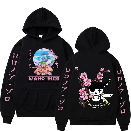 MAOKEI - One Piece Roronoa Zoro Wano Sakura Hoodie - 1005004141775700-black-S