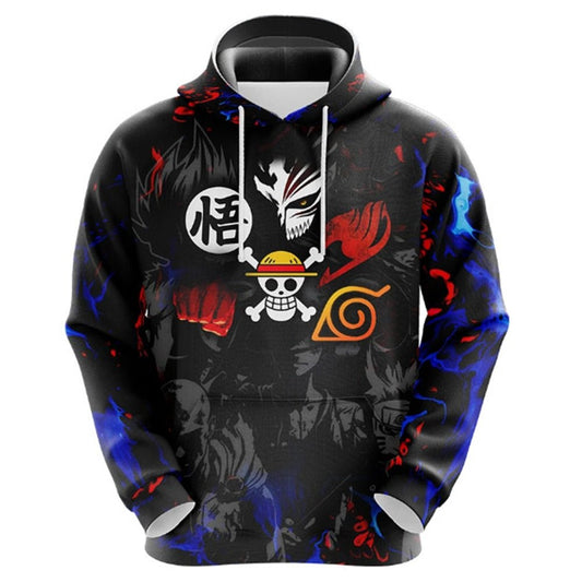 MAOKEI - One Piece X Naruto X Bleach X DBZ X One Punch Man X Fairy Tail Hoodie - 1005002110896610-S